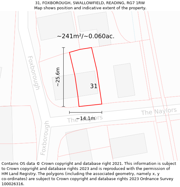 31, FOXBOROUGH, SWALLOWFIELD, READING, RG7 1RW: Plot and title map