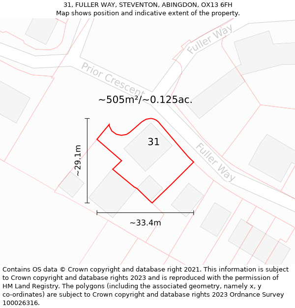 31, FULLER WAY, STEVENTON, ABINGDON, OX13 6FH: Plot and title map