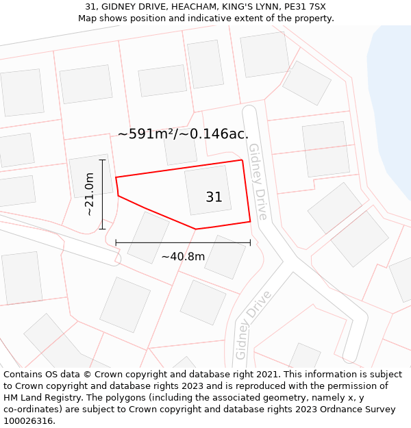 31, GIDNEY DRIVE, HEACHAM, KING'S LYNN, PE31 7SX: Plot and title map