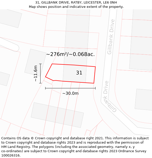 31, GILLBANK DRIVE, RATBY, LEICESTER, LE6 0NH: Plot and title map
