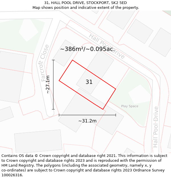31, HALL POOL DRIVE, STOCKPORT, SK2 5ED: Plot and title map