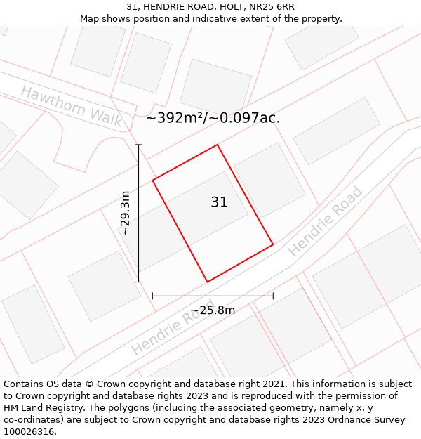 31, HENDRIE ROAD, HOLT, NR25 6RR: Plot and title map