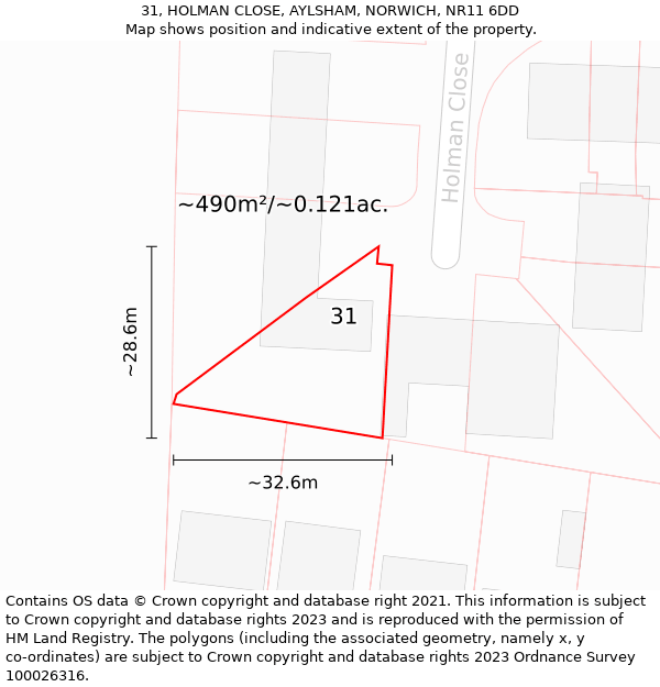 31, HOLMAN CLOSE, AYLSHAM, NORWICH, NR11 6DD: Plot and title map