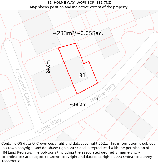 31, HOLME WAY, WORKSOP, S81 7NZ: Plot and title map