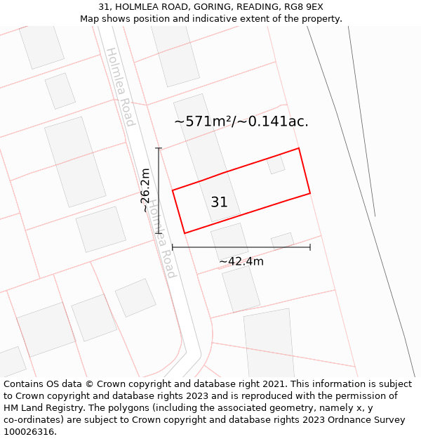31, HOLMLEA ROAD, GORING, READING, RG8 9EX: Plot and title map