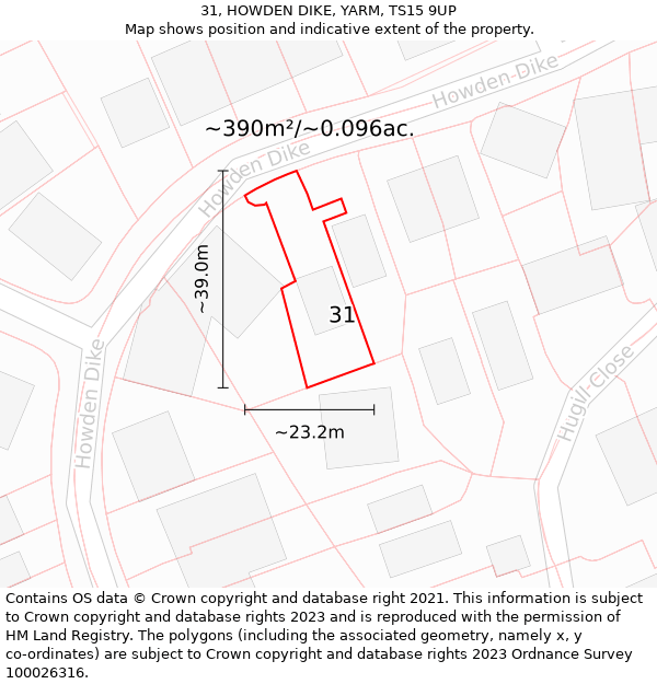 31, HOWDEN DIKE, YARM, TS15 9UP: Plot and title map