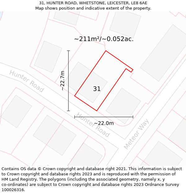 31, HUNTER ROAD, WHETSTONE, LEICESTER, LE8 6AE: Plot and title map