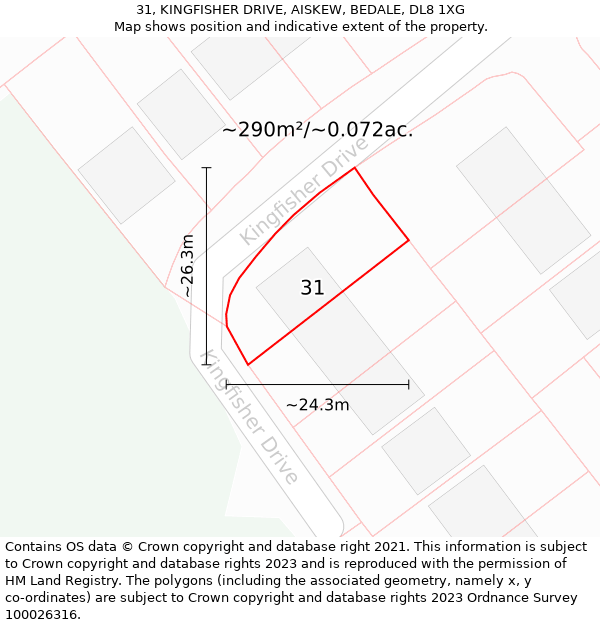 31, KINGFISHER DRIVE, AISKEW, BEDALE, DL8 1XG: Plot and title map