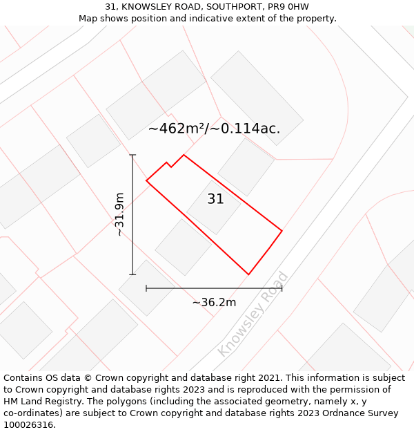 31, KNOWSLEY ROAD, SOUTHPORT, PR9 0HW: Plot and title map