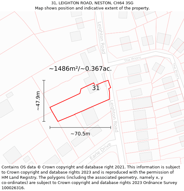 31, LEIGHTON ROAD, NESTON, CH64 3SG: Plot and title map