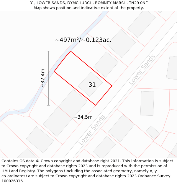 31, LOWER SANDS, DYMCHURCH, ROMNEY MARSH, TN29 0NE: Plot and title map