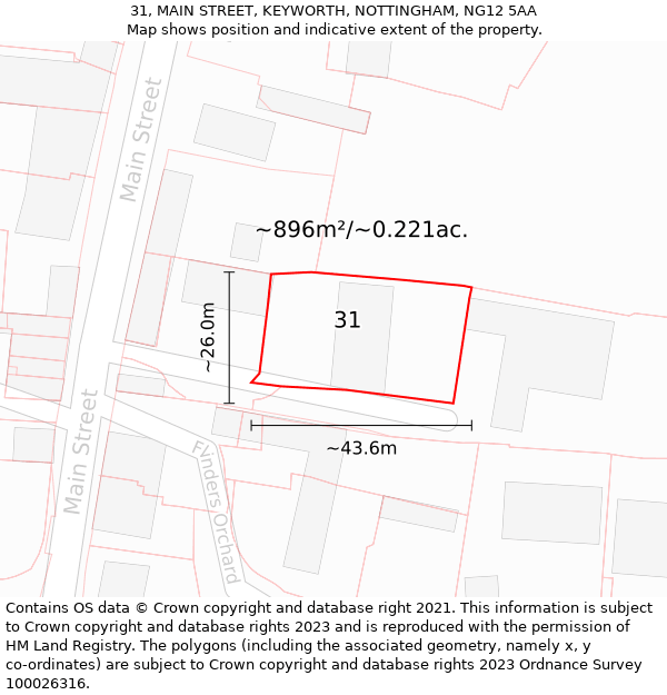 31, MAIN STREET, KEYWORTH, NOTTINGHAM, NG12 5AA: Plot and title map