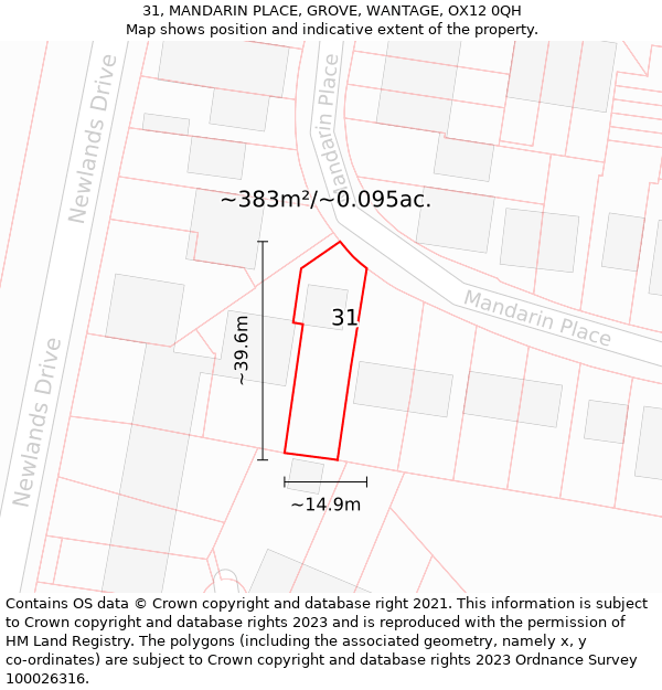 31, MANDARIN PLACE, GROVE, WANTAGE, OX12 0QH: Plot and title map