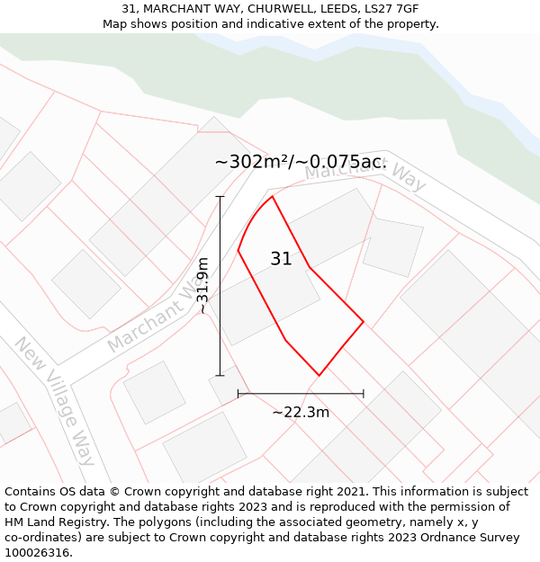 31, MARCHANT WAY, CHURWELL, LEEDS, LS27 7GF: Plot and title map