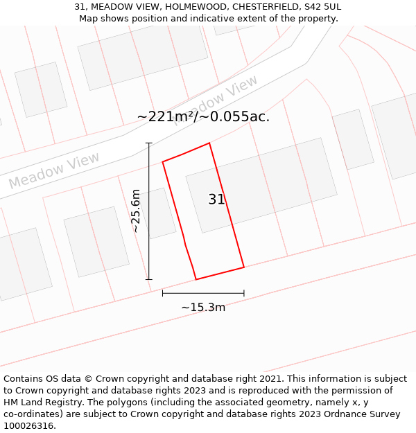 31, MEADOW VIEW, HOLMEWOOD, CHESTERFIELD, S42 5UL: Plot and title map