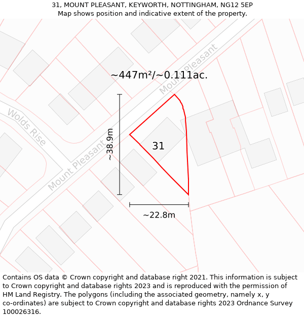 31, MOUNT PLEASANT, KEYWORTH, NOTTINGHAM, NG12 5EP: Plot and title map