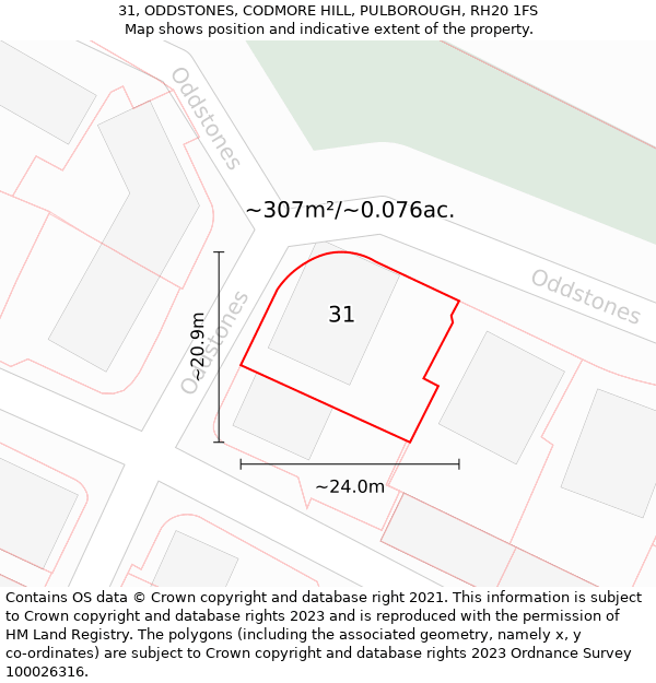 31, ODDSTONES, CODMORE HILL, PULBOROUGH, RH20 1FS: Plot and title map