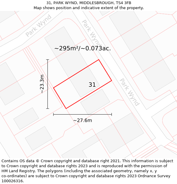 31, PARK WYND, MIDDLESBROUGH, TS4 3FB: Plot and title map