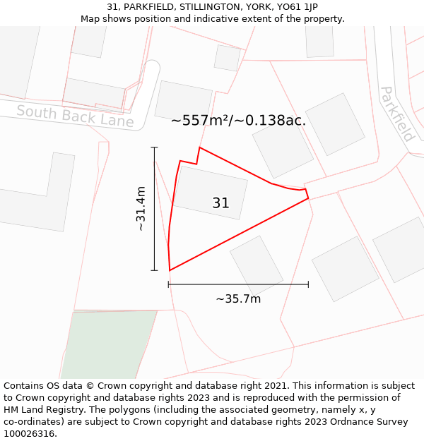 31, PARKFIELD, STILLINGTON, YORK, YO61 1JP: Plot and title map