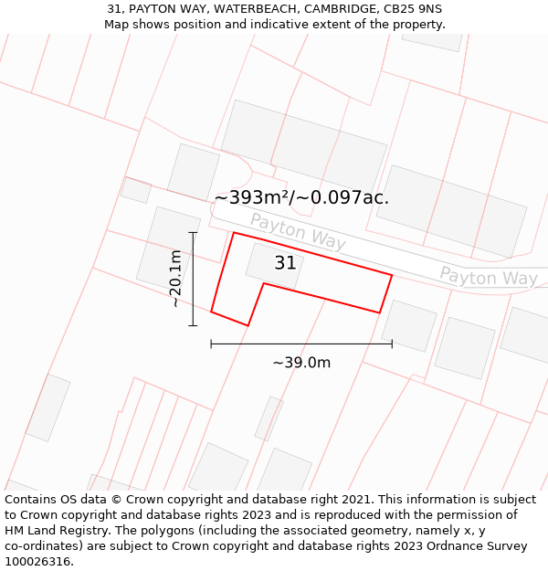 31, PAYTON WAY, WATERBEACH, CAMBRIDGE, CB25 9NS: Plot and title map