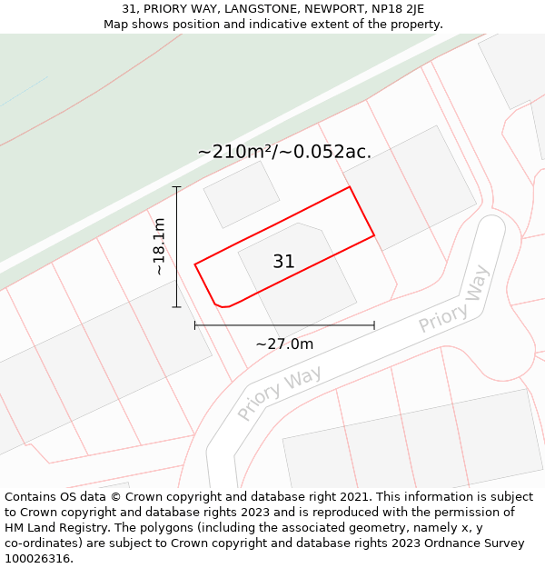 31, PRIORY WAY, LANGSTONE, NEWPORT, NP18 2JE: Plot and title map