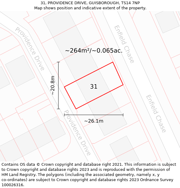 31, PROVIDENCE DRIVE, GUISBOROUGH, TS14 7NP: Plot and title map