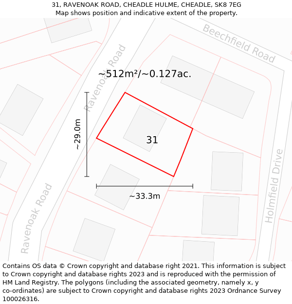 31, RAVENOAK ROAD, CHEADLE HULME, CHEADLE, SK8 7EG: Plot and title map