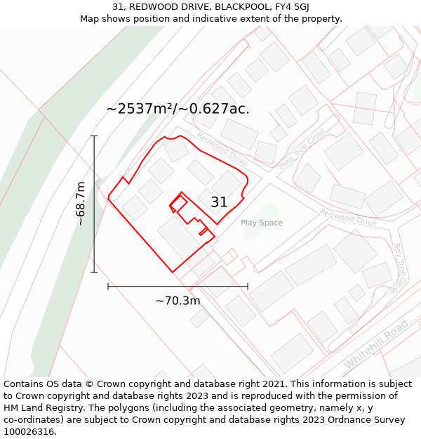 31, REDWOOD DRIVE, BLACKPOOL, FY4 5GJ: Plot and title map