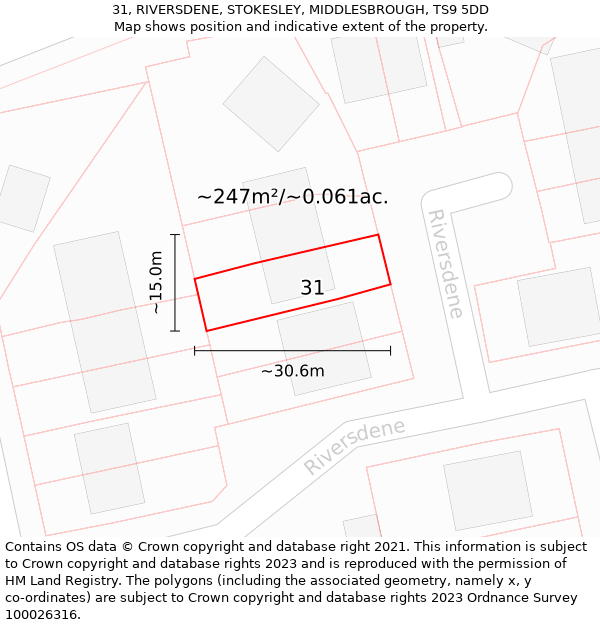31, RIVERSDENE, STOKESLEY, MIDDLESBROUGH, TS9 5DD: Plot and title map