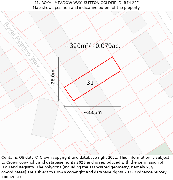 31, ROYAL MEADOW WAY, SUTTON COLDFIELD, B74 2FE: Plot and title map