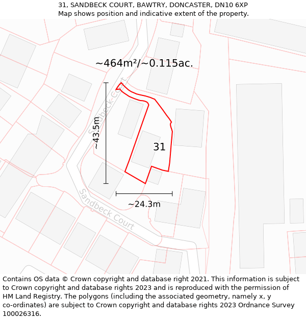 31, SANDBECK COURT, BAWTRY, DONCASTER, DN10 6XP: Plot and title map