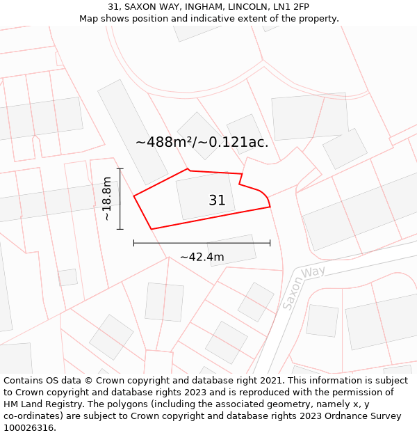 31, SAXON WAY, INGHAM, LINCOLN, LN1 2FP: Plot and title map