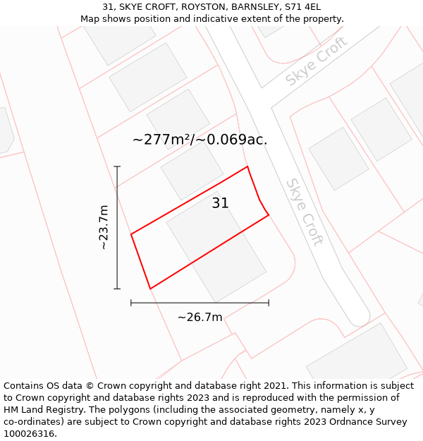 31, SKYE CROFT, ROYSTON, BARNSLEY, S71 4EL: Plot and title map