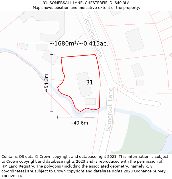 31, SOMERSALL LANE, CHESTERFIELD, S40 3LA: Plot and title map