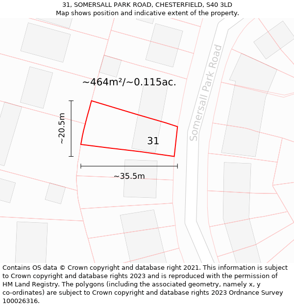 31, SOMERSALL PARK ROAD, CHESTERFIELD, S40 3LD: Plot and title map