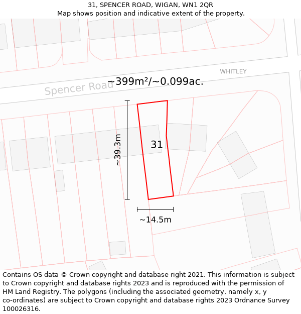 31, SPENCER ROAD, WIGAN, WN1 2QR: Plot and title map
