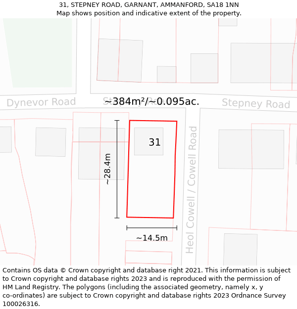 31, STEPNEY ROAD, GARNANT, AMMANFORD, SA18 1NN: Plot and title map