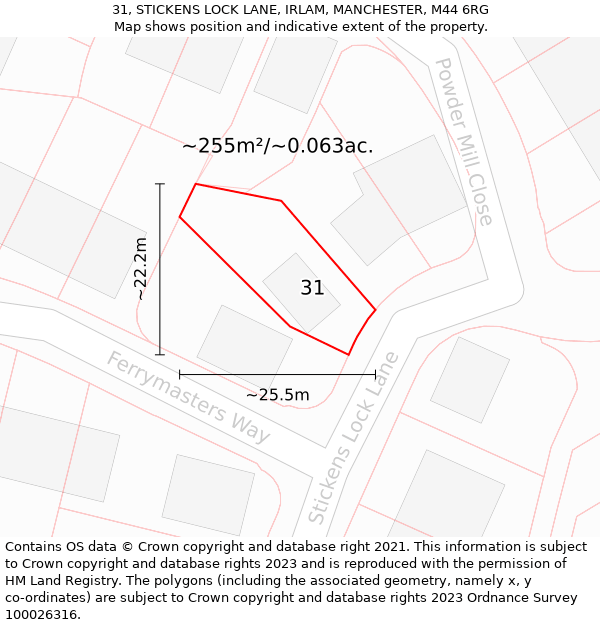 31, STICKENS LOCK LANE, IRLAM, MANCHESTER, M44 6RG: Plot and title map