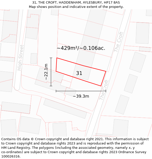 31, THE CROFT, HADDENHAM, AYLESBURY, HP17 8AS: Plot and title map