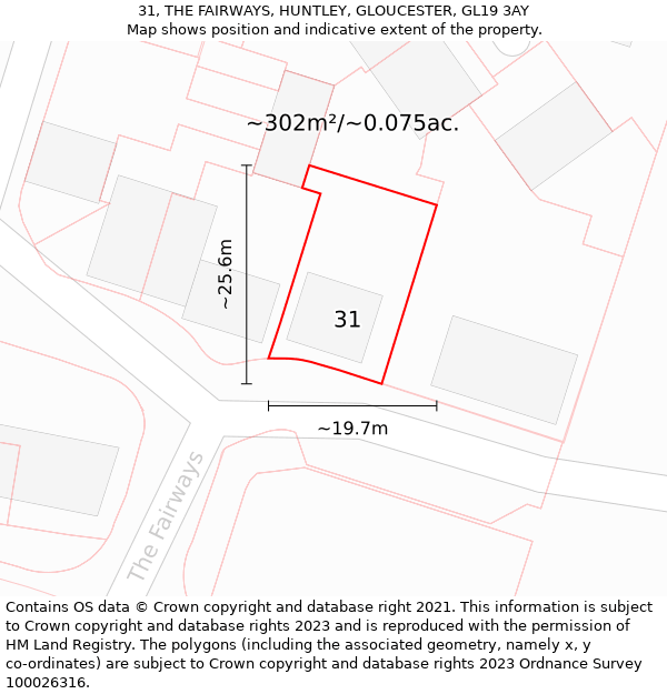 31, THE FAIRWAYS, HUNTLEY, GLOUCESTER, GL19 3AY: Plot and title map