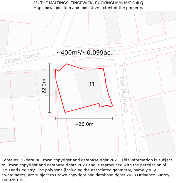 31, THE MALTINGS, TINGEWICK, BUCKINGHAM, MK18 4LQ: Plot and title map