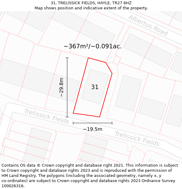 31, TRELISSICK FIELDS, HAYLE, TR27 6HZ: Plot and title map