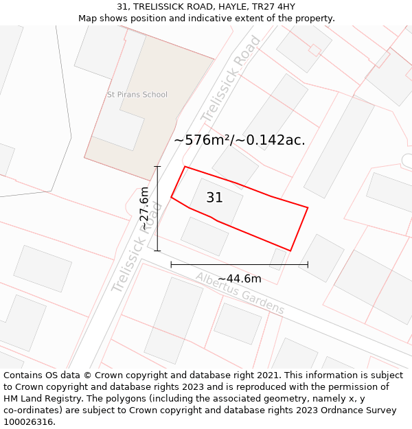 31, TRELISSICK ROAD, HAYLE, TR27 4HY: Plot and title map