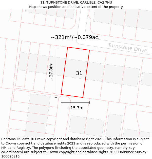 31, TURNSTONE DRIVE, CARLISLE, CA2 7NU: Plot and title map