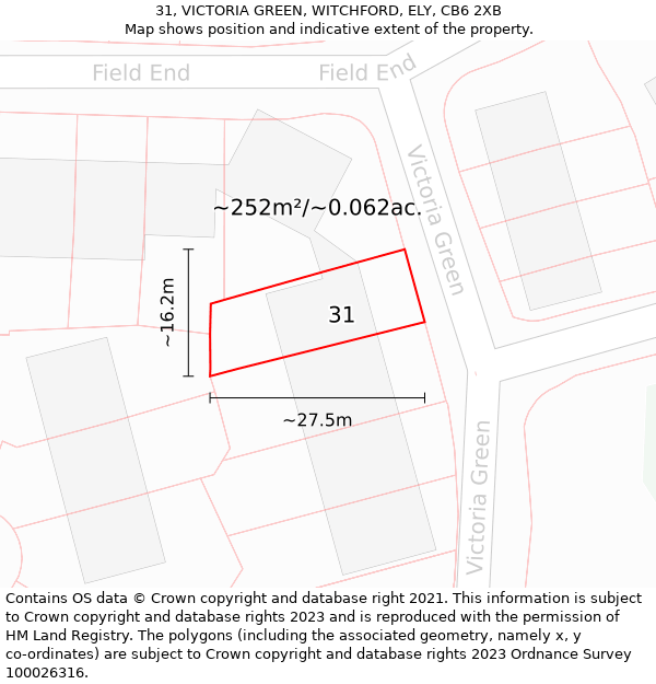 31, VICTORIA GREEN, WITCHFORD, ELY, CB6 2XB: Plot and title map