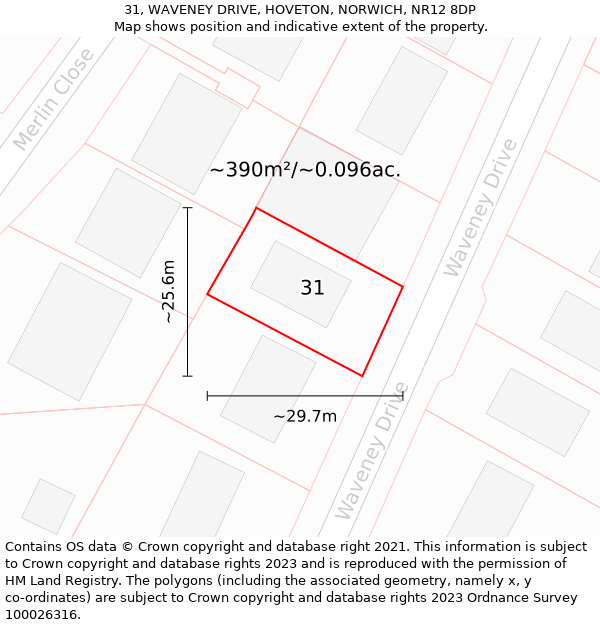 31, WAVENEY DRIVE, HOVETON, NORWICH, NR12 8DP: Plot and title map