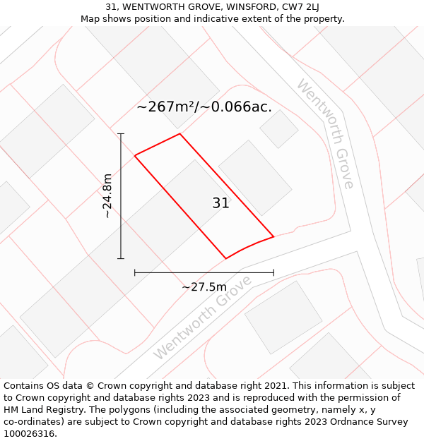 31, WENTWORTH GROVE, WINSFORD, CW7 2LJ: Plot and title map