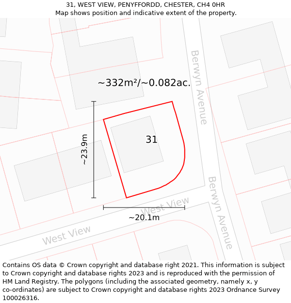 31, WEST VIEW, PENYFFORDD, CHESTER, CH4 0HR: Plot and title map