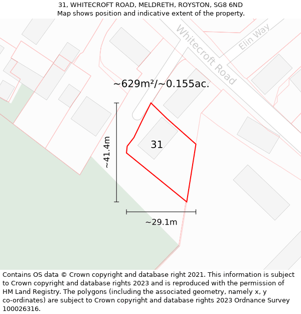 31, WHITECROFT ROAD, MELDRETH, ROYSTON, SG8 6ND: Plot and title map