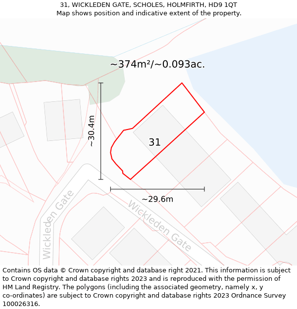 31, WICKLEDEN GATE, SCHOLES, HOLMFIRTH, HD9 1QT: Plot and title map